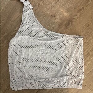 American Eagle Outfitters White One-Shoulder Tank‎ Top